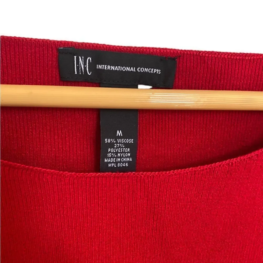 INC International Concepts Women's Embellished Sweater Red Size Medium NWT